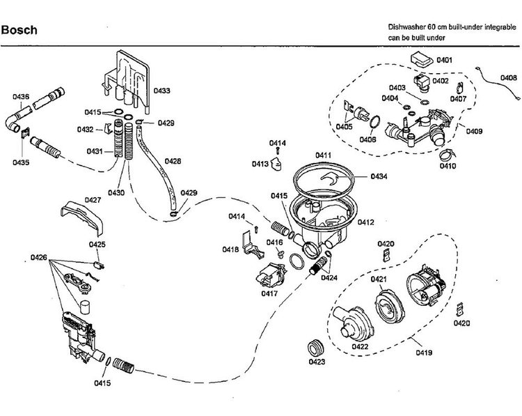Pump Diagram and Parts List for SHX46L15UC 50 Bosch Dishwasher