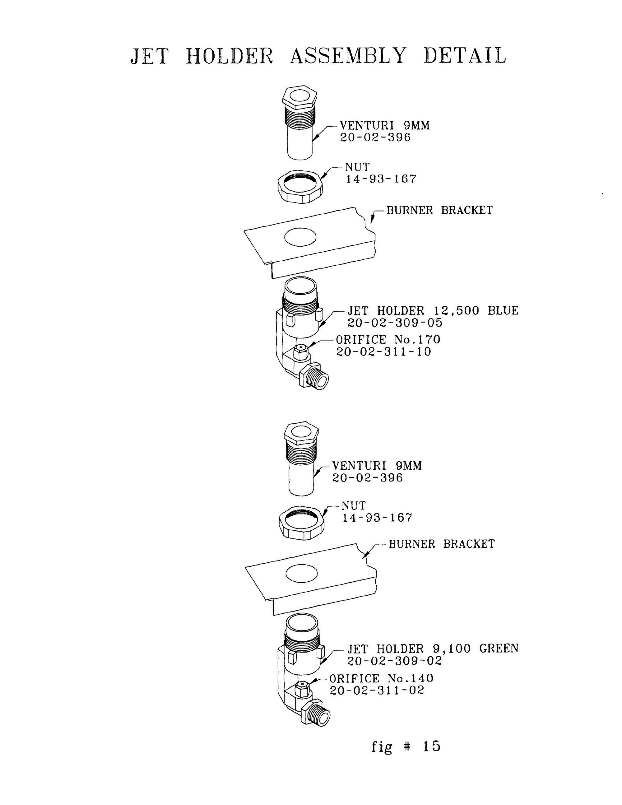 11 - JET HOLDER ASSEMBLY DETAIL Diagram and Parts List for SGC304R  Bosch Range