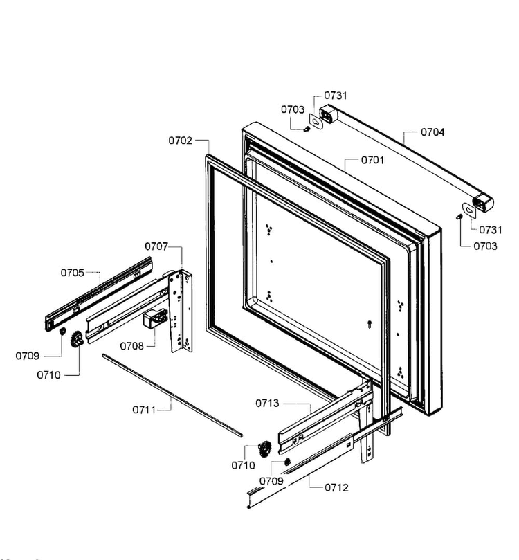Freezer Ddor Diagram and Parts List for B26FT80SNS 01 Bosch Refrigerator