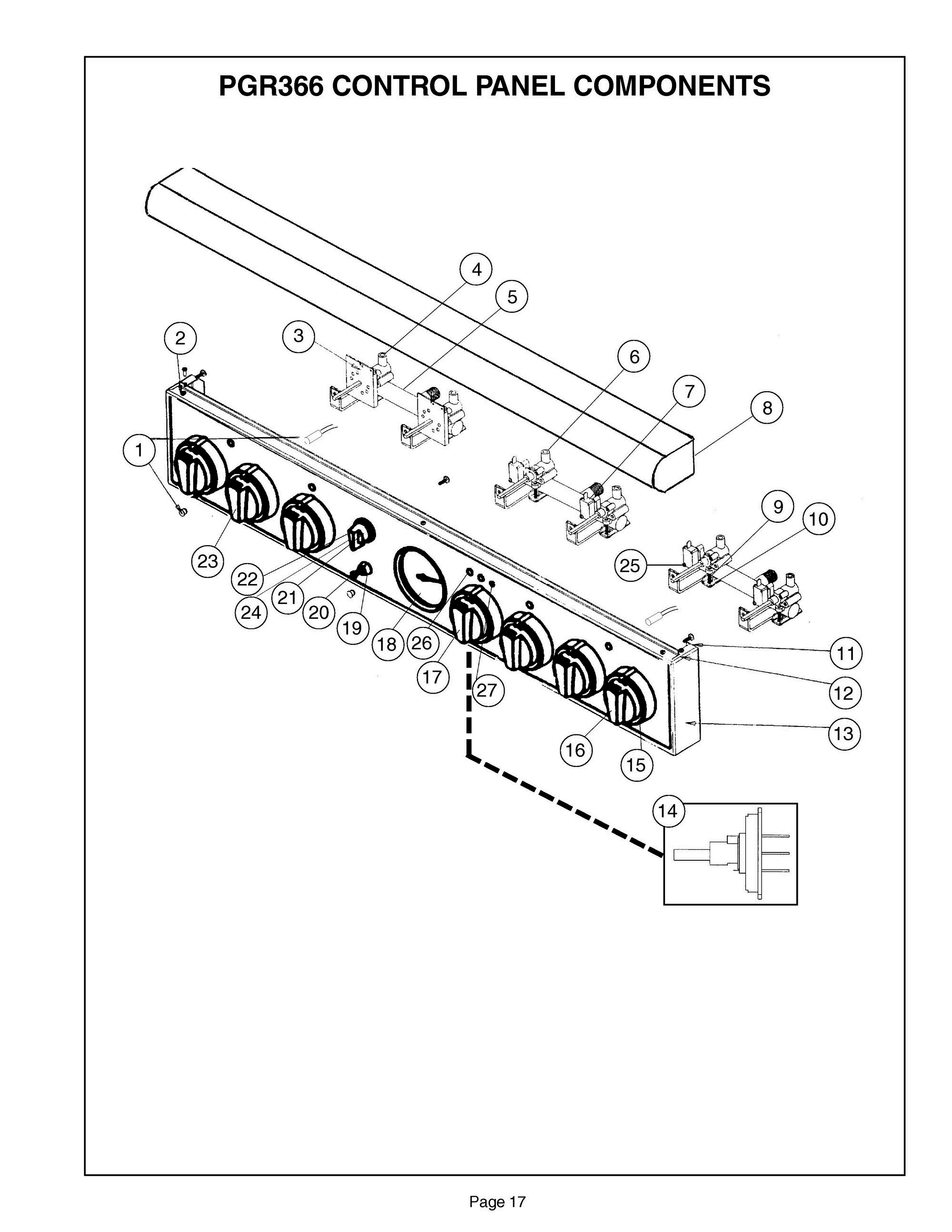 16 - PGR366 CONTROL PANEL Diagram and Parts List for PGR366ZS  Bosch Range