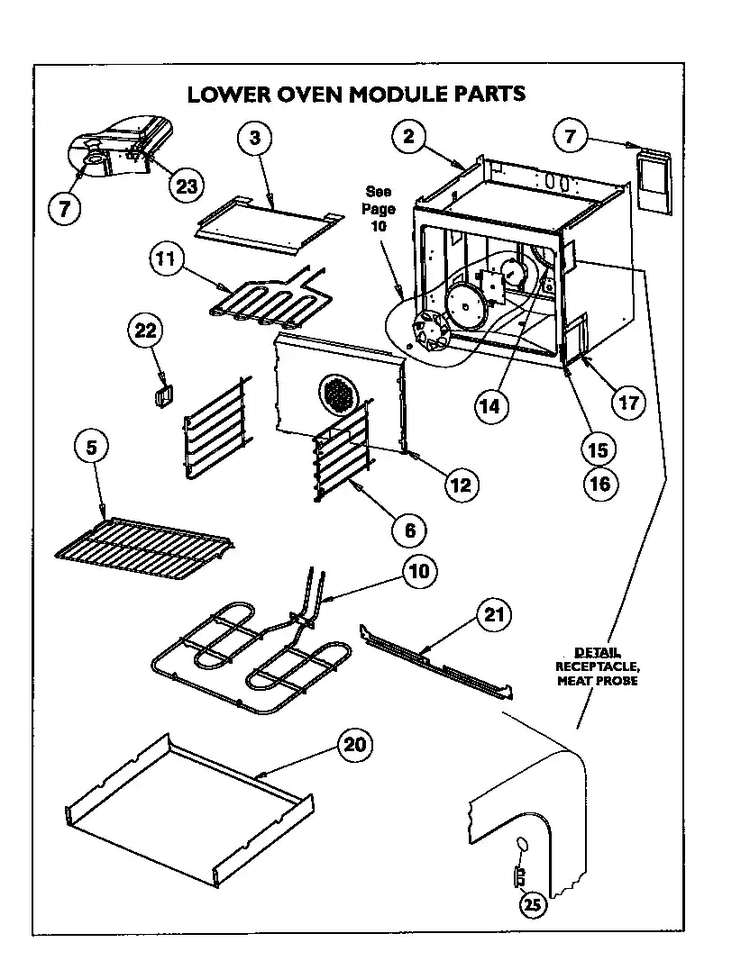 Lower Oven Module Parts Diagram and Parts List for CM302B  Thermador Range