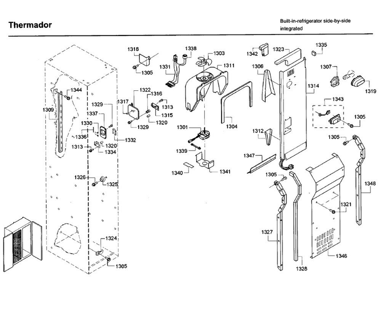 Fan Asy Diagram and Parts List for T42BD820NS 02 Thermador Refrigerator
