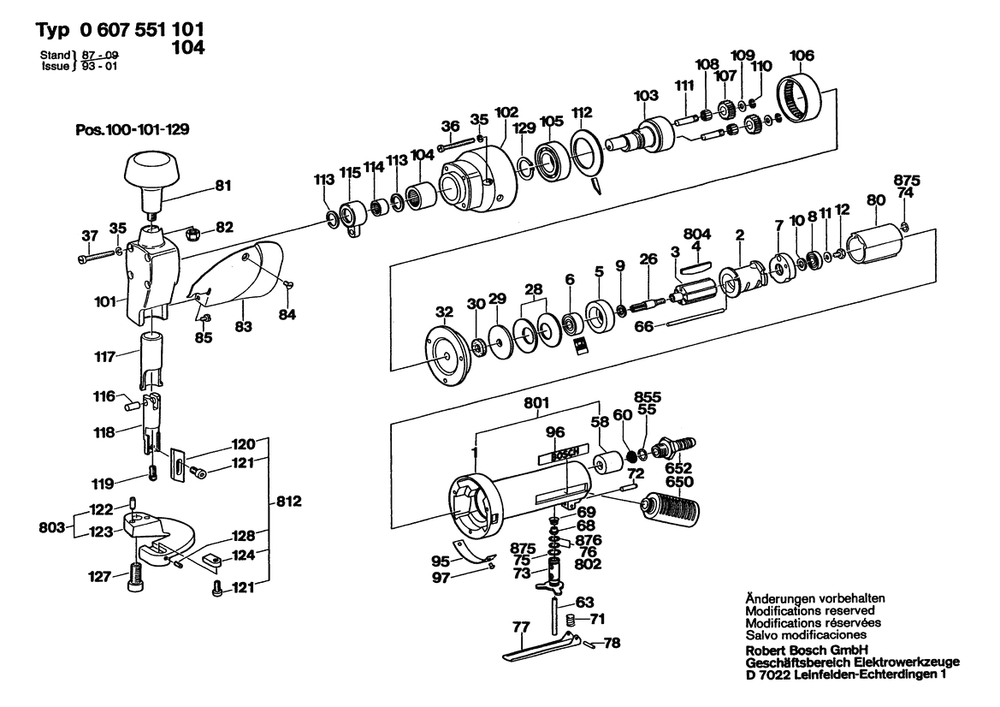 Section 1 Diagram and Parts List for 0607551101  Bosch Nibbler & Shears