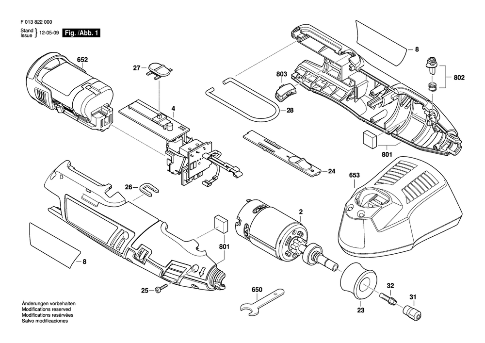 Diagram Diagram and Parts List for 8220 F 013 822 000 Bosch Router