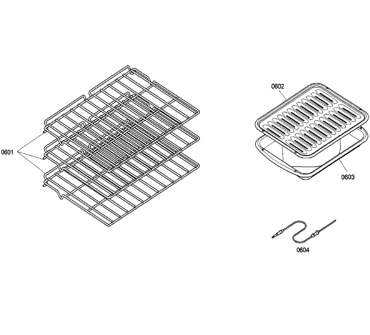 Rack Diagram and Parts List for HBN5460UC 01 Bosch Wall Oven
