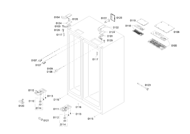 Cabinet Assy Diagram and Parts List for B22CS80SNS 03 Bosch Refrigerator