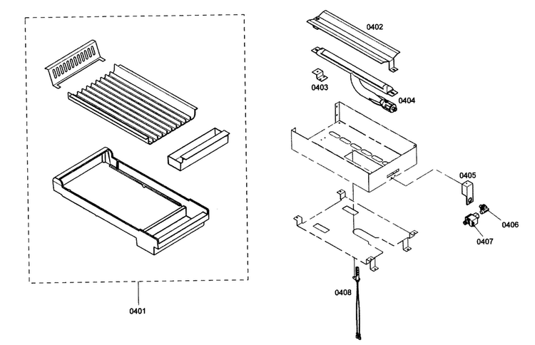 Griddle Diagram and Parts List for PCG486EL01  Thermador Cooktop
