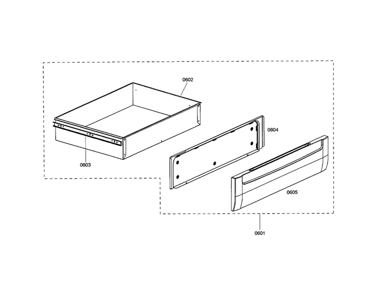 Drawer Diagram and Parts List for HDS7062U 01 Bosch Range