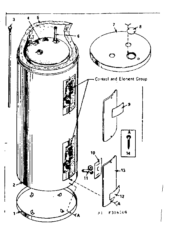 Replacement Parts Diagram and Parts List for 153321860  Kenmore Water Heater