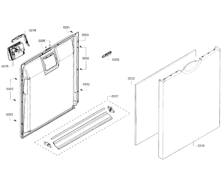 Door Assy Diagram and Parts List for SHE3AR52UC 07 Bosch Dishwasher