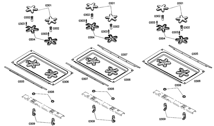 Burners Diagram and Parts List for PRD366EHU03  Thermador Range