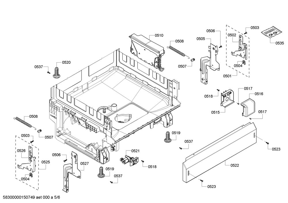 Diagram 5 Diagram and Parts List for SHX4AP05UC-05  Bosch Dishwasher