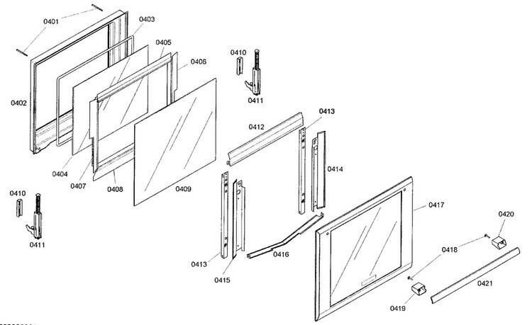 Top Oven Door Diagram and Parts List for MED272EB01  Thermador Wall Oven