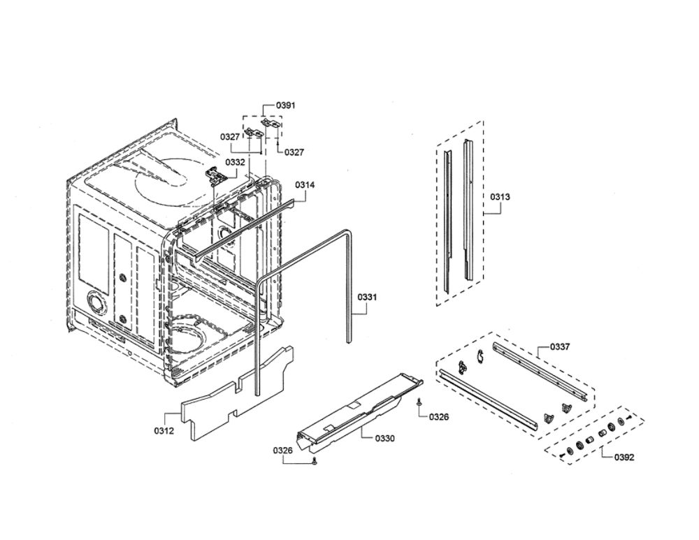 Tub/Trim Diagram and Parts List for DWHD440MFP 08 Thermador Dishwasher