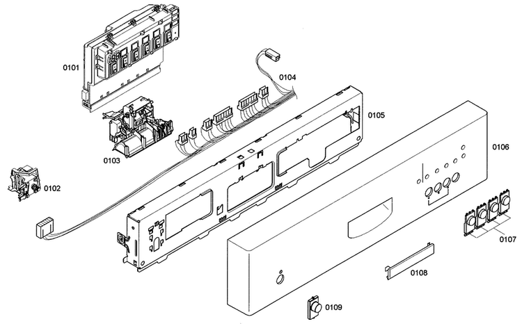 Control Panel Diagram and Parts List for SHE42L15UC 40 Bosch Dishwasher