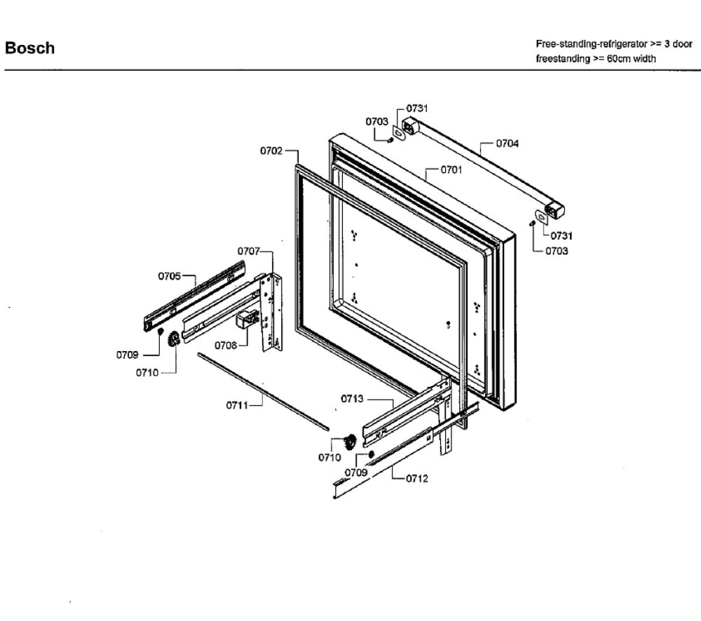 Freezer Drawer Diagram and Parts List for B26FT80SNS 06 Bosch Refrigerator
