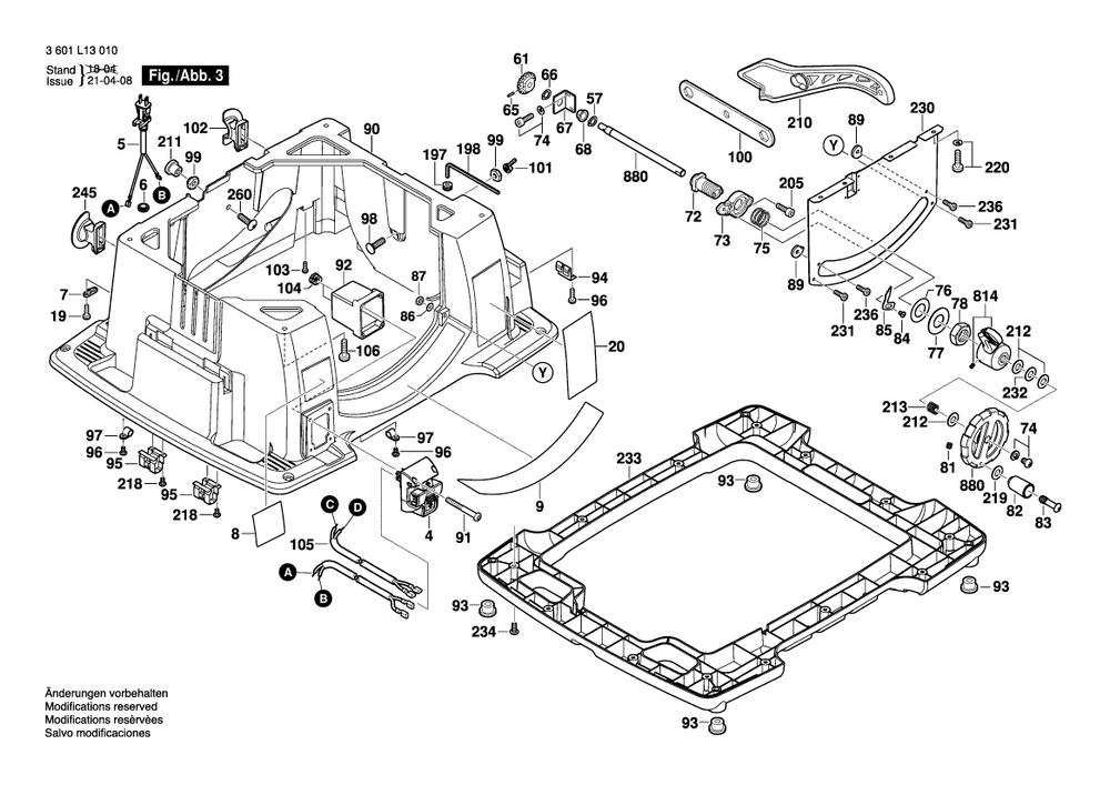 Page C Diagram and Parts List for 4100 3601L13010 Bosch Table Saw