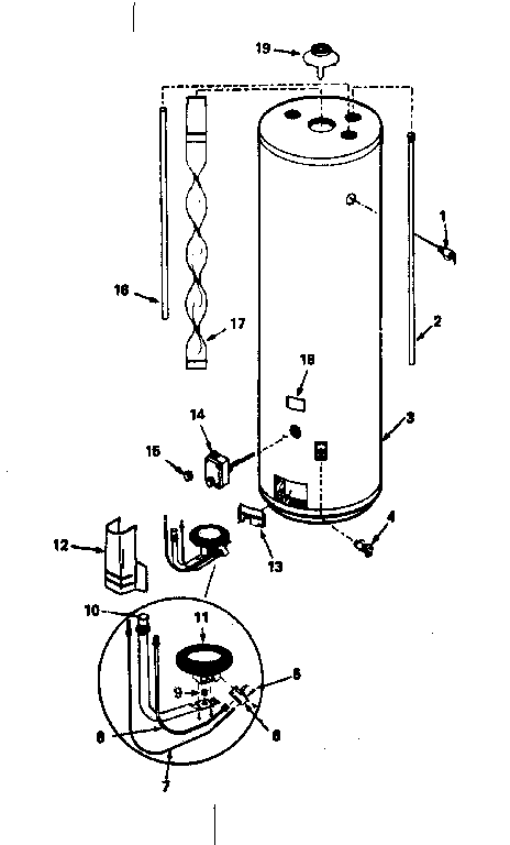 Replacement Parts Diagram and Parts List for 153334570  Kenmore Water Heater