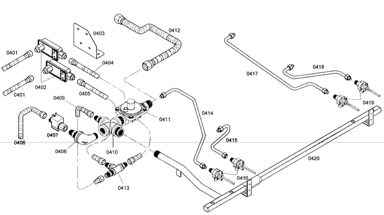 Gas Valve Diagram and Parts List for PRG364EDG02  Thermador Range