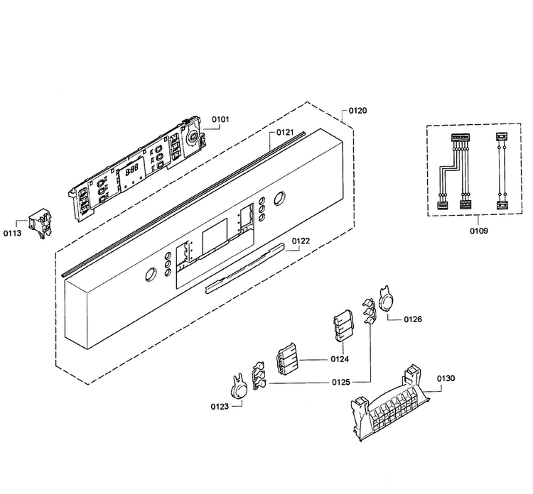 Control Panel Diagram and Parts List for SGE63E06UC 48 Bosch Dishwasher