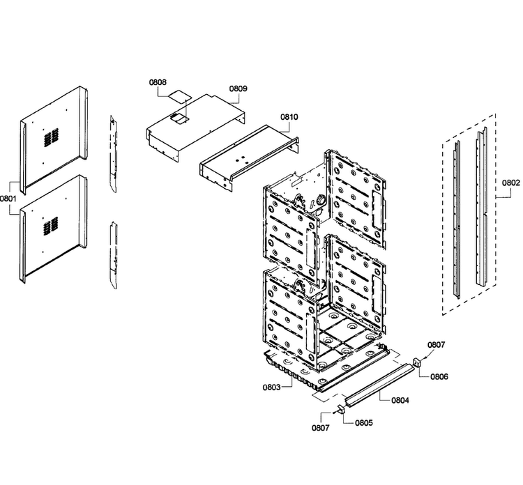 Cabinet Assy Diagram and Parts List for HBN5650UC 04 Bosch Wall Oven