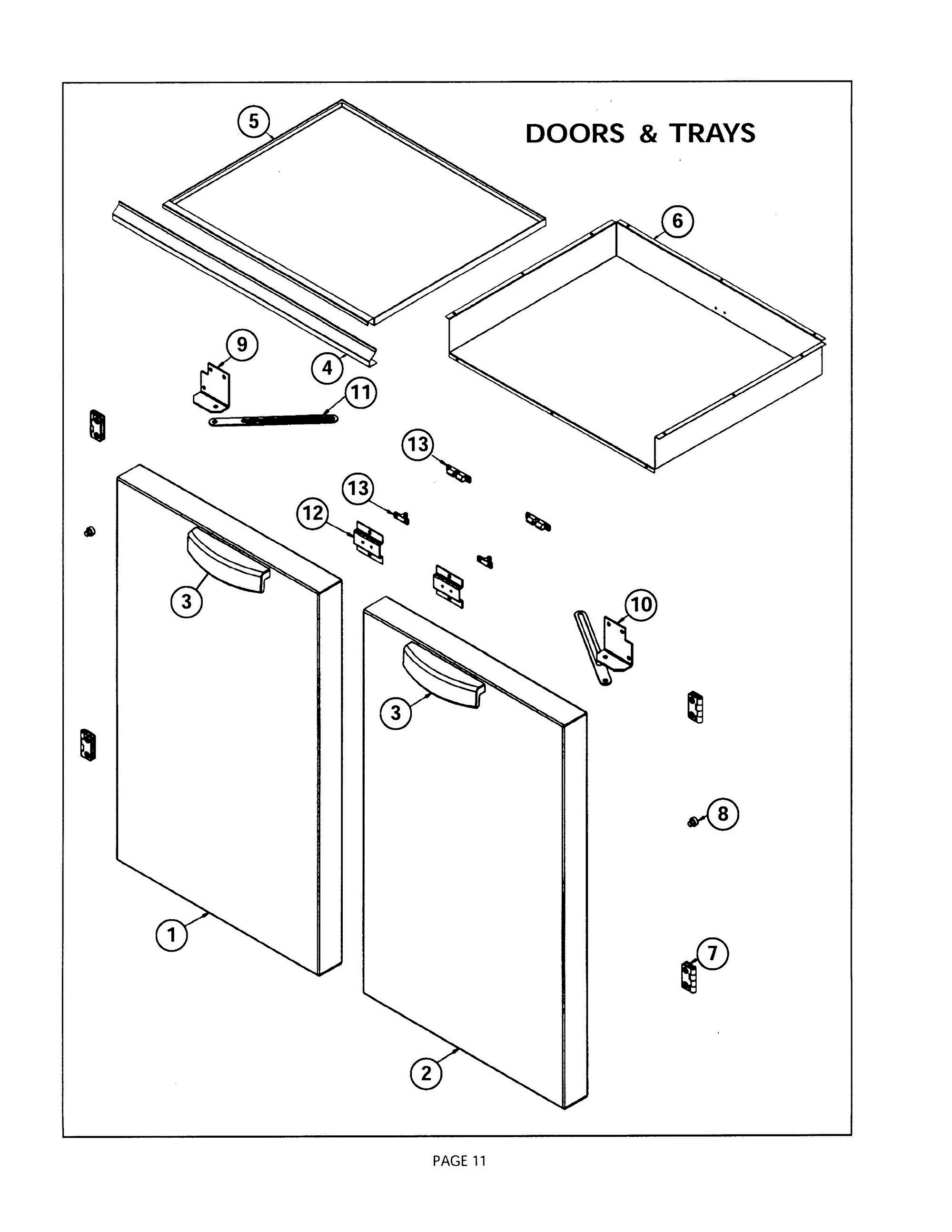 10 - DOORS & TRAYS Diagram and Parts List for CGB30RCULP  Bosch Range