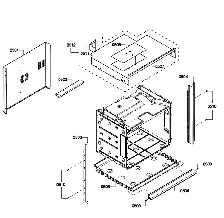 Cabinet Assy Diagram and Parts List for HBL3460UC 07 Bosch Wall Oven
