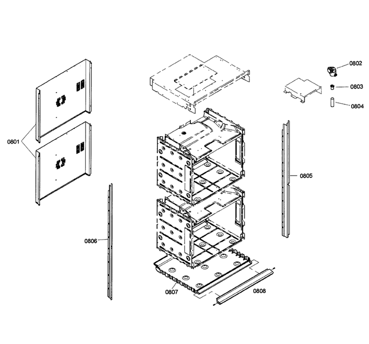 Cabinet Assy Diagram and Parts List for HBL3550UC 01 Bosch Wall Oven