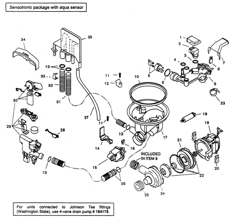 Component Assy Diagram and Parts List for SHU66E07UC 14 Bosch Dishwasher