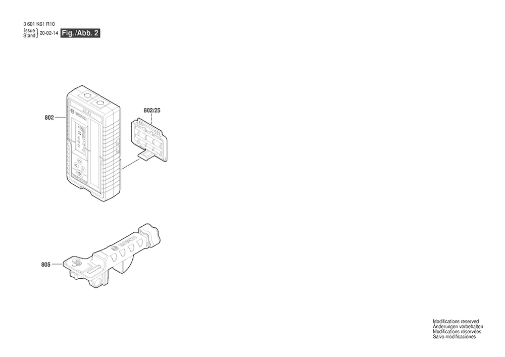 Section 2 Diagram and Parts List for GRL2000-40HK 3601K61R10 Bosch Laser Level