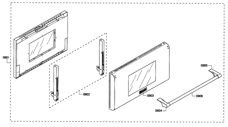 Door Assy Diagram and Parts List for PRD364EDPG-01  Thermador Range