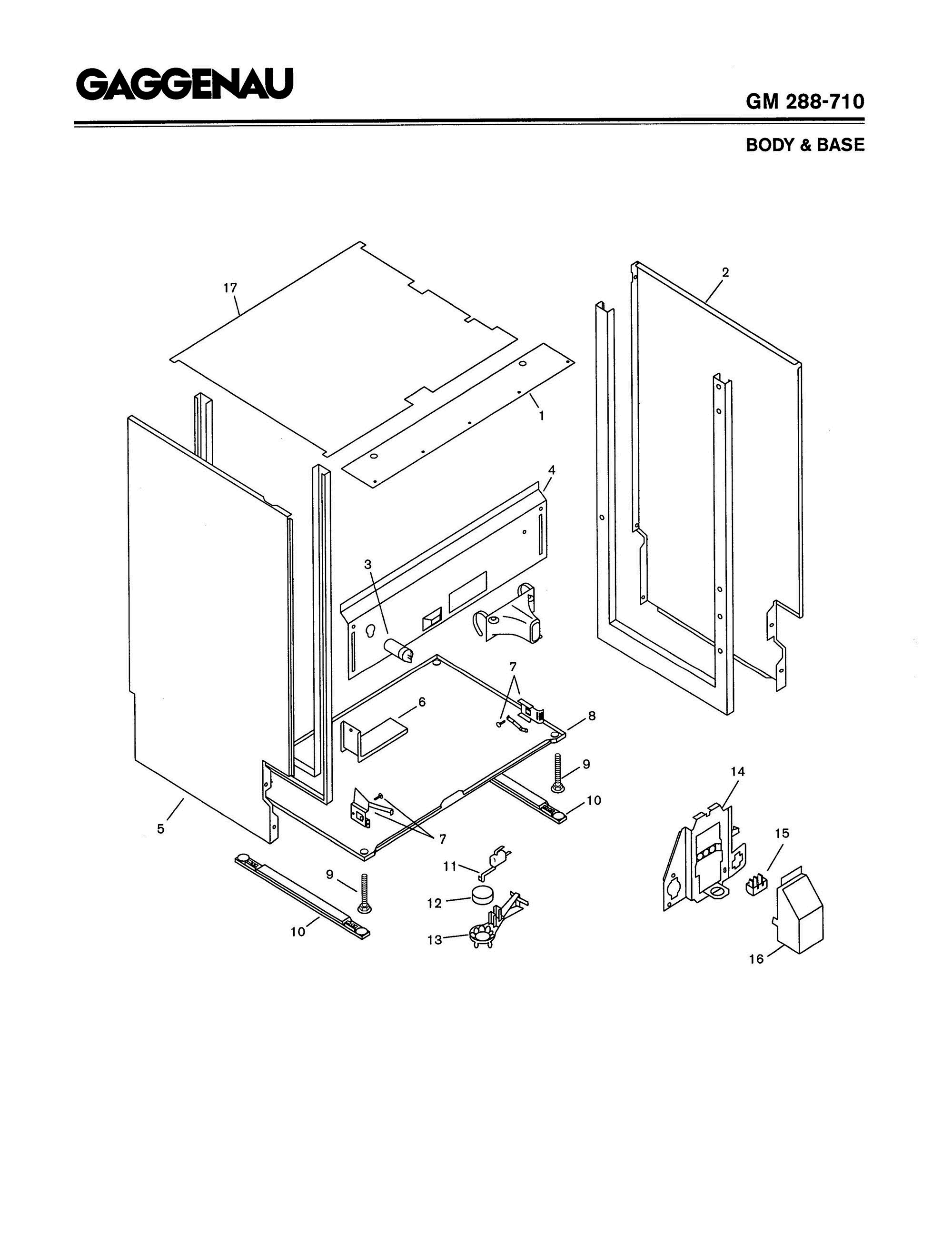 03 - BODY & BASE Diagram and Parts List for GM288-710  Bosch Dishwasher