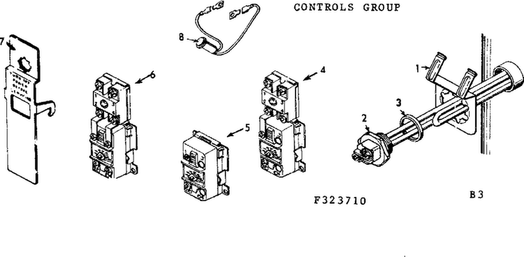 Controls Group Diagram and Parts List for 153328210  Kenmore Water Heater