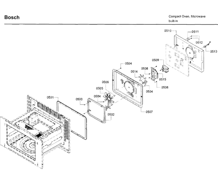 Convection Diagram and Parts List for HMC54151UC 01 Bosch Microwave