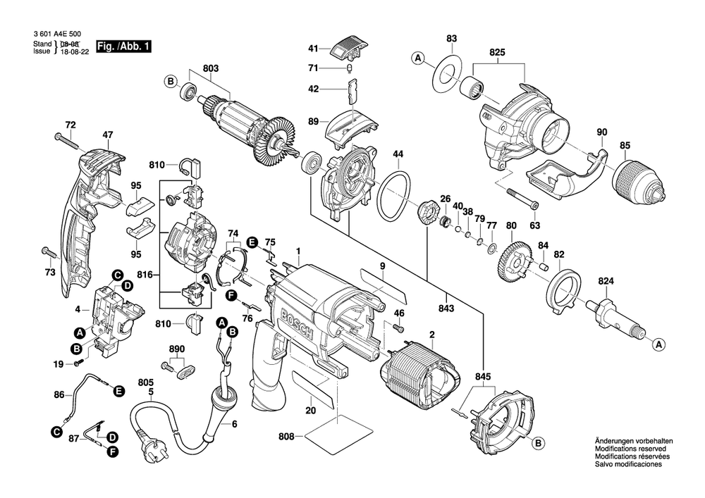 Diagram 1 Diagram and Parts List for GSB16RE 3 601 A4E 570 Bosch Impact Driver