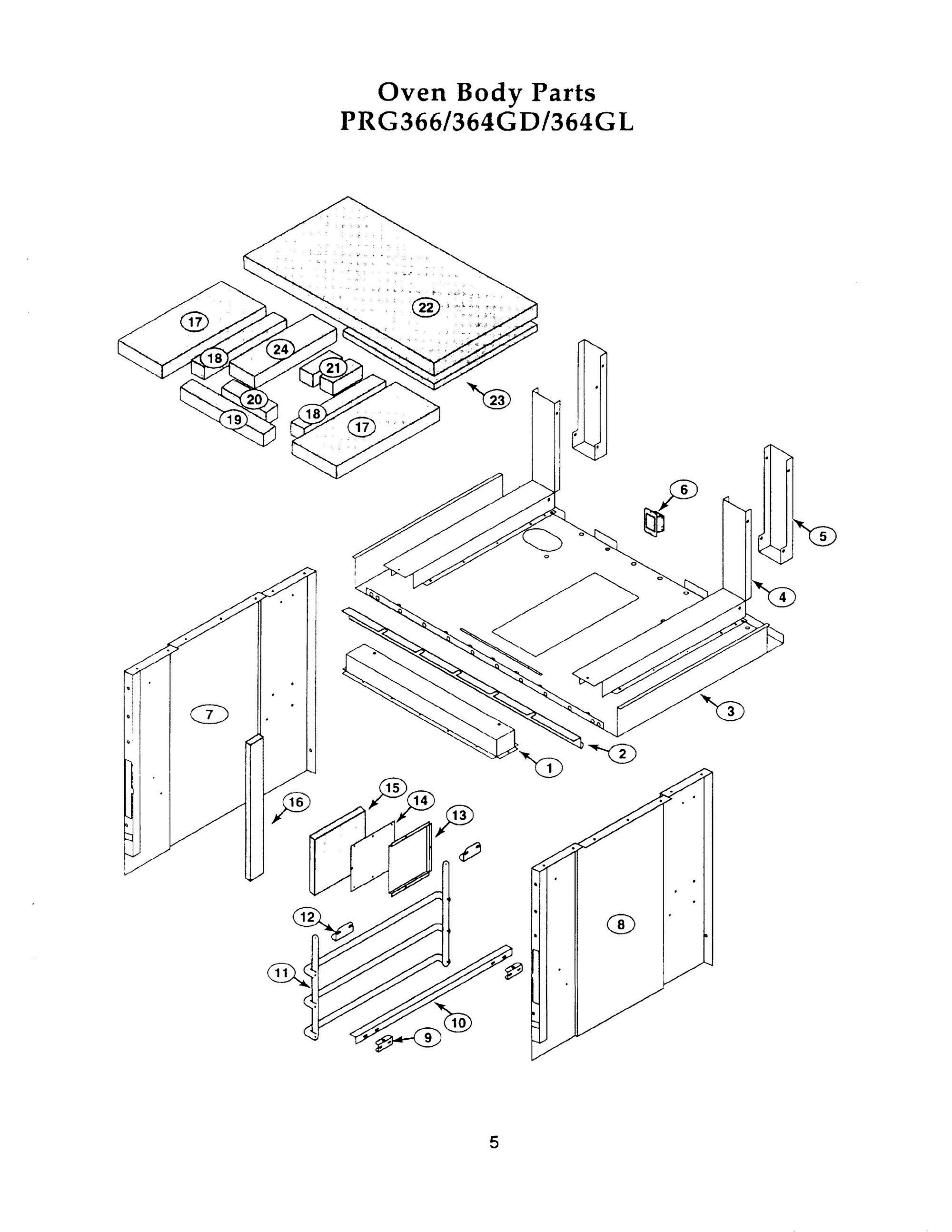 04 - OVEN BODY Diagram and Parts List for PRG364GD  Bosch Range