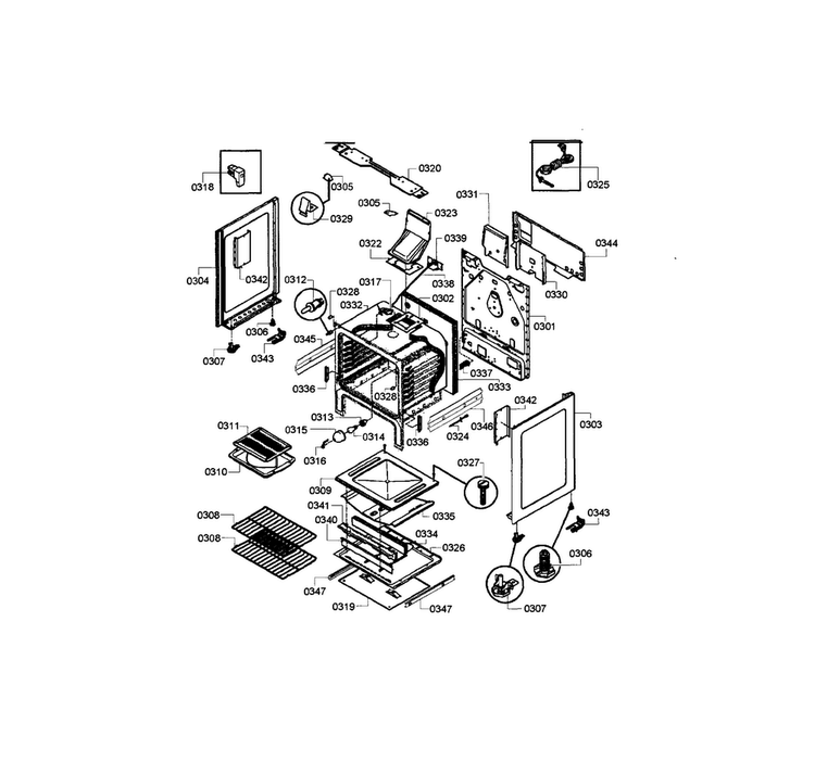 Cavity & Frame Diagram and Parts List for HGS3053UC 07 Bosch Range