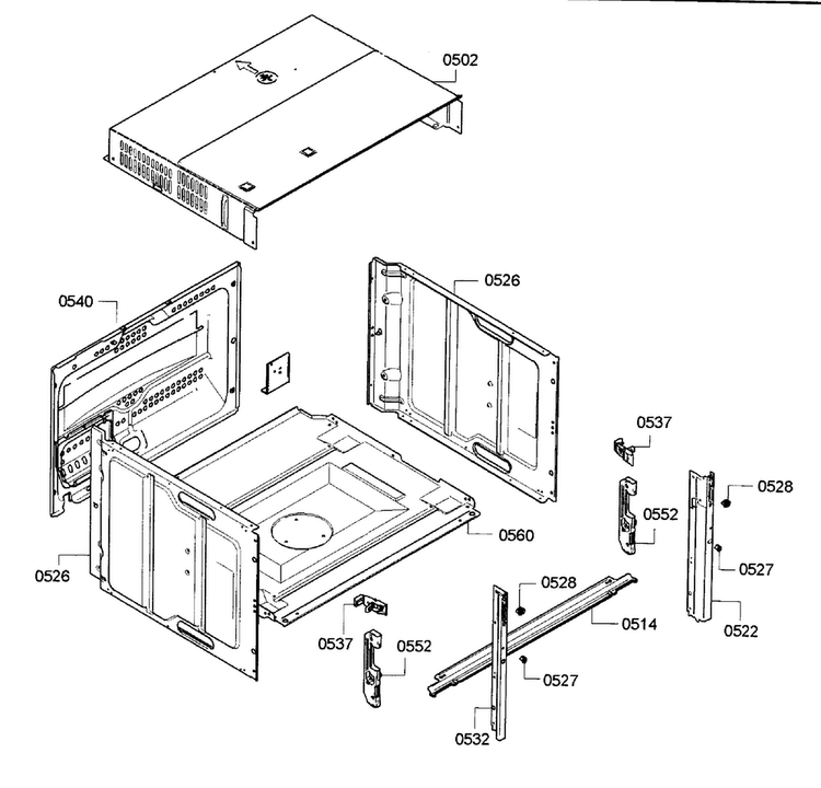 Cabinet Diagram and Parts List for MES301HS 01 Thermador Wall Oven