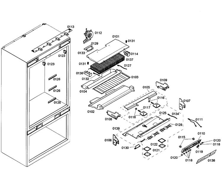 Cabinet 1 Diagram and Parts List for T36IT71NNP 02 Thermador Refrigerator