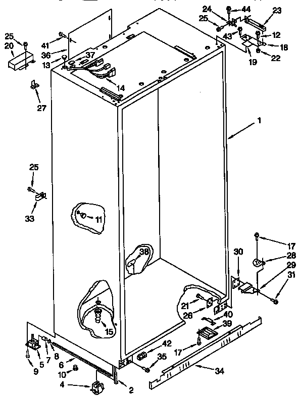 Cabinet Diagram and Parts List for TSS36QBW00  Thermador Refrigerator