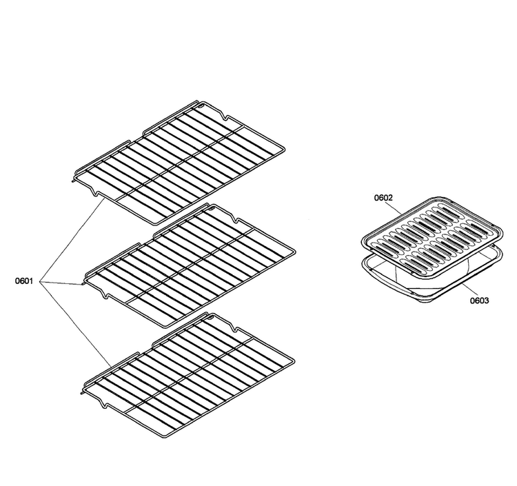 Shelfs Diagram and Parts List for HBL3460UC 01 Bosch Wall Oven