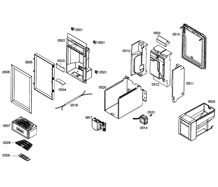 Dispenser Diagram and Parts List for T24ID80NLP 99 Thermador Freezer
