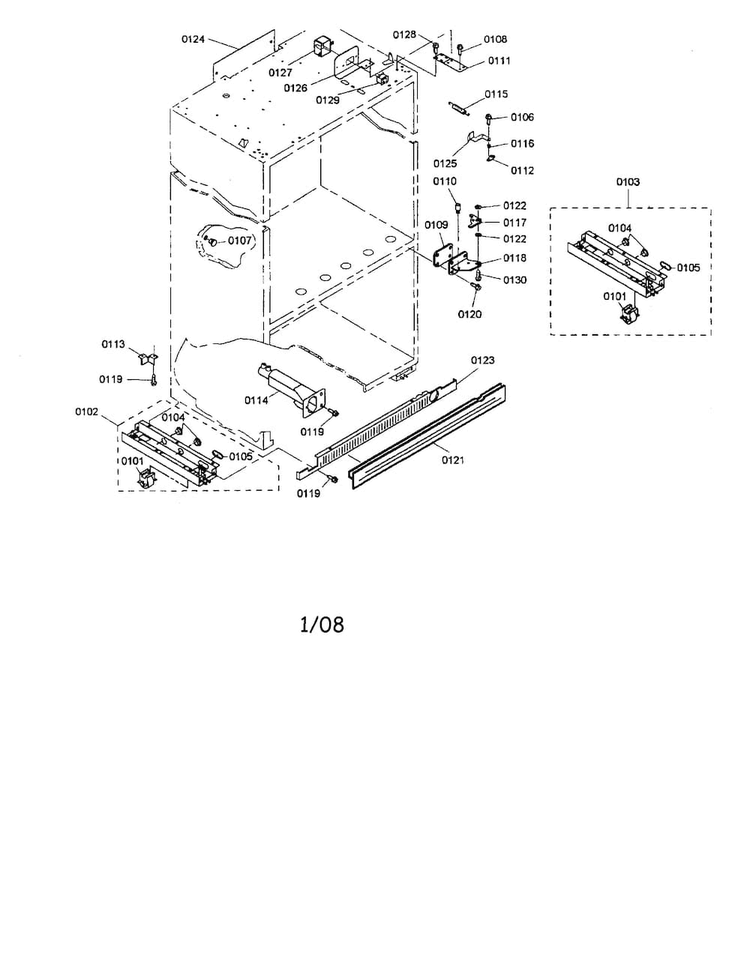 Rollers/base Panel Diagram and Parts List for KBURT3665E01  Thermador Refrigerator