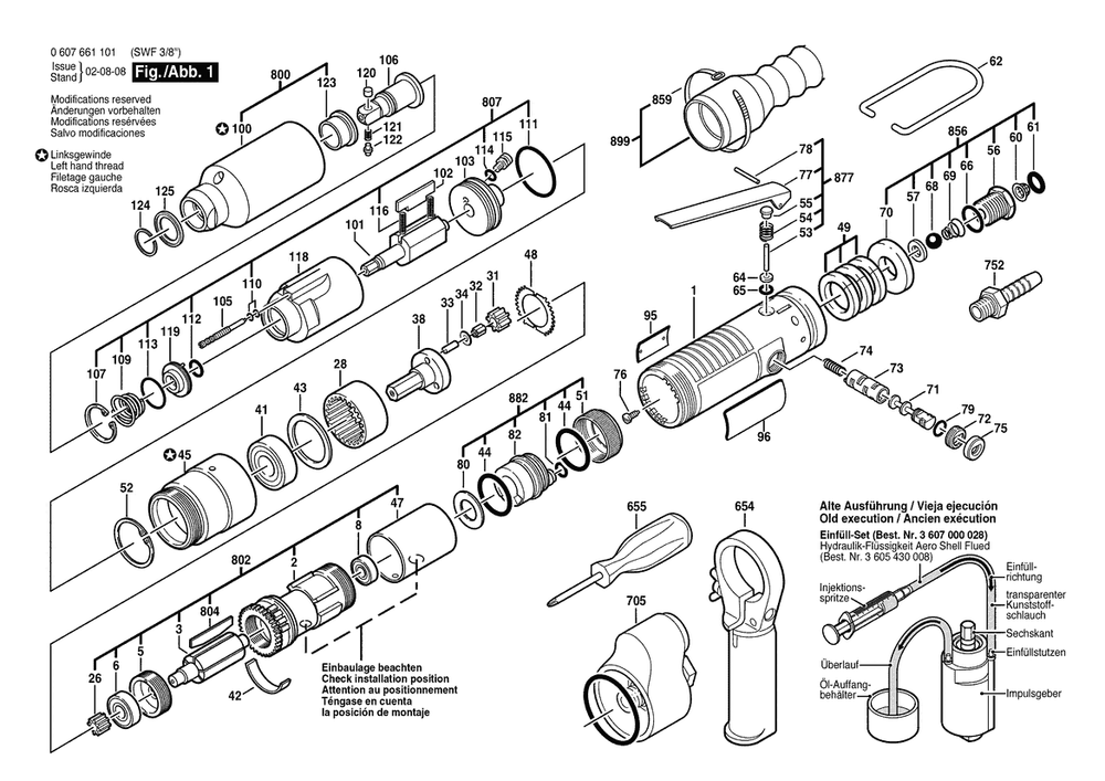 Section 1 Diagram and Parts List for 0607661101  Bosch Wrench