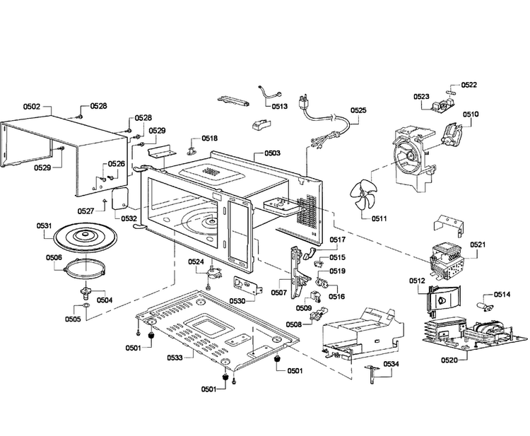 Microwave Parts Diagram and Parts List for HBL5760UC 04 Bosch Microwave