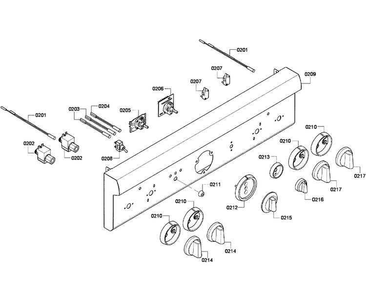 Front Panel Diagram and Parts List for PRD304GHC 04 Thermador Range
