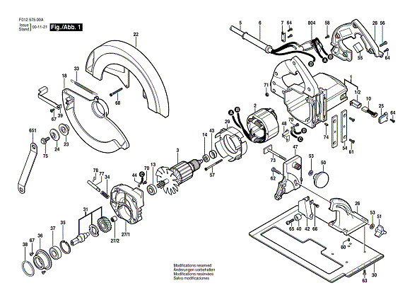 Bosch Hd5750 (F01257500a) Diagram and Parts List for HD5750 F01257500A Bosch Circular Saw