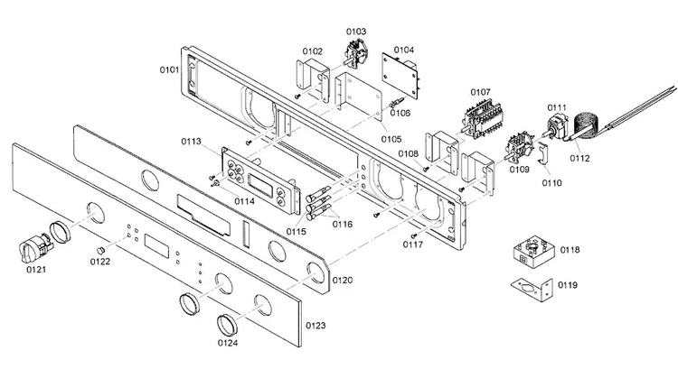 Control Panel Diagram and Parts List for HBN642AUC 01 Bosch Wall Oven