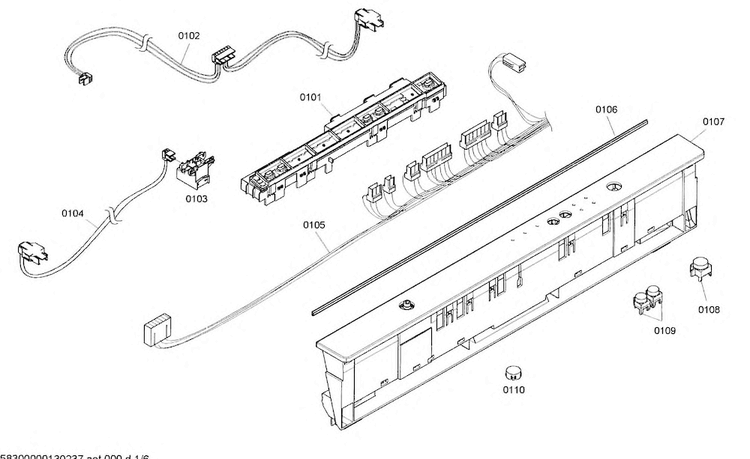 Control Assy Diagram and Parts List for SHX3AM05UC 01 Bosch Dishwasher