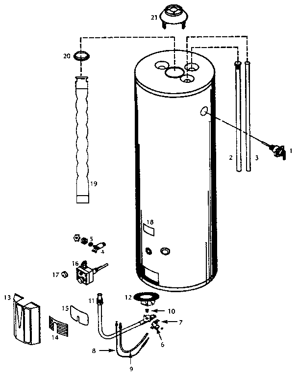 Replacement Parts Diagram and Parts List for 153334360  Kenmore Water Heater
